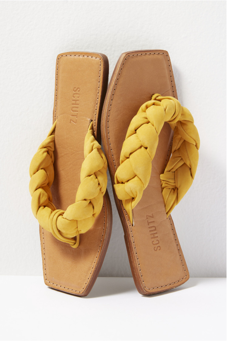SCHUTZ Evereve New in Box Cicely Braided Flat Sandal in Marigold Yellow // 10